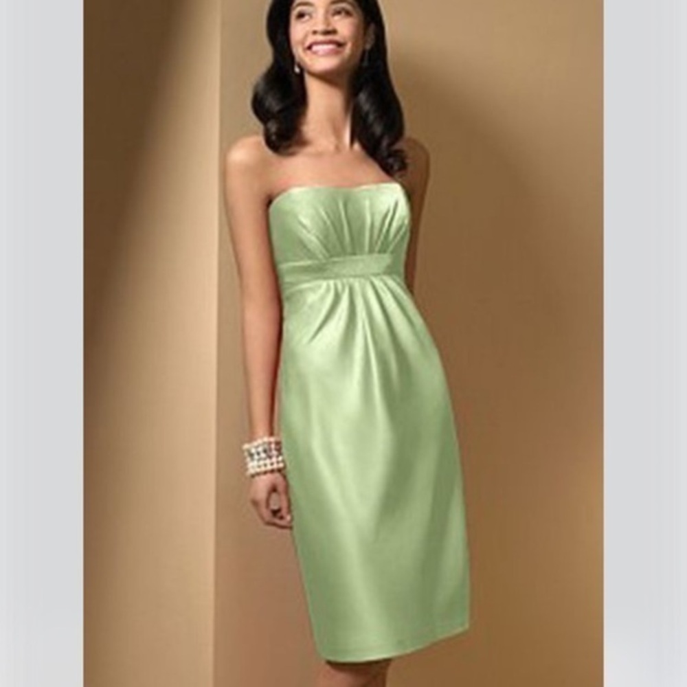 Alfred Angelo Cocktail Satin Strapless Mint Green Prom Formal Dress Sz 8 NWT